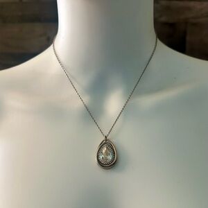 Brighton Light Champagne Crystal Teardrop Pendant Silver Plated Necklace